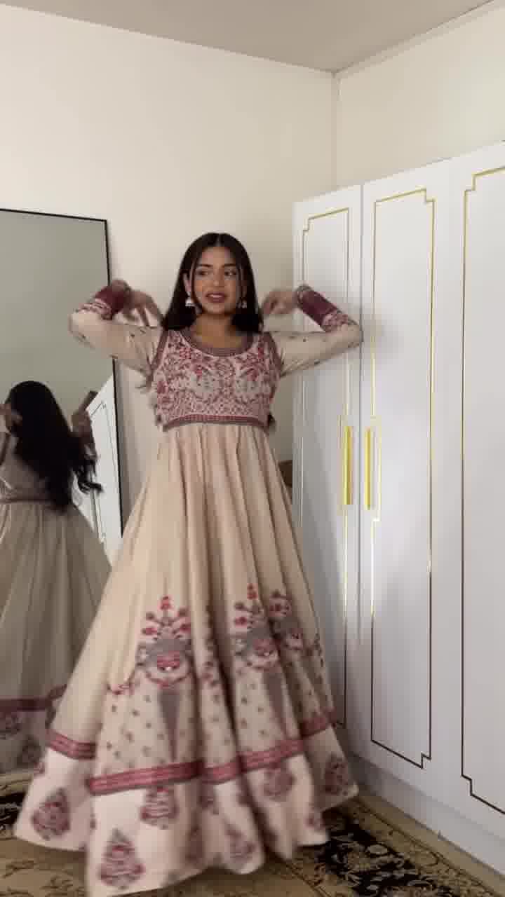 Rosewood Bloom Printed Anarkali Set