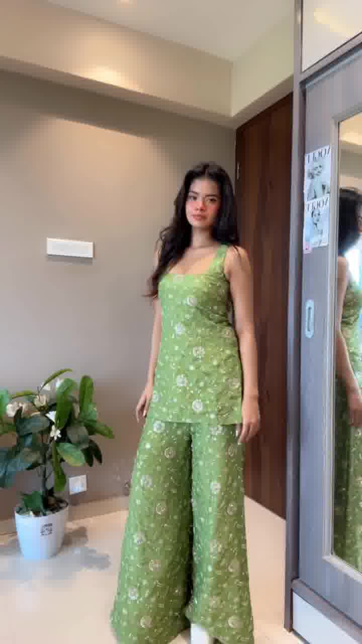 Elegant Mehendi Green Sharara Set
