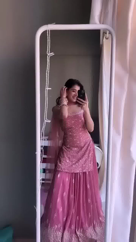 Rose Blush Mirror Magic Sharara Set