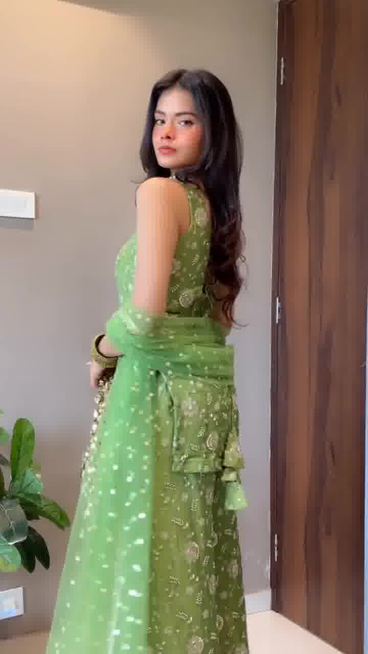 Elegant Mehendi Green Sharara Set
