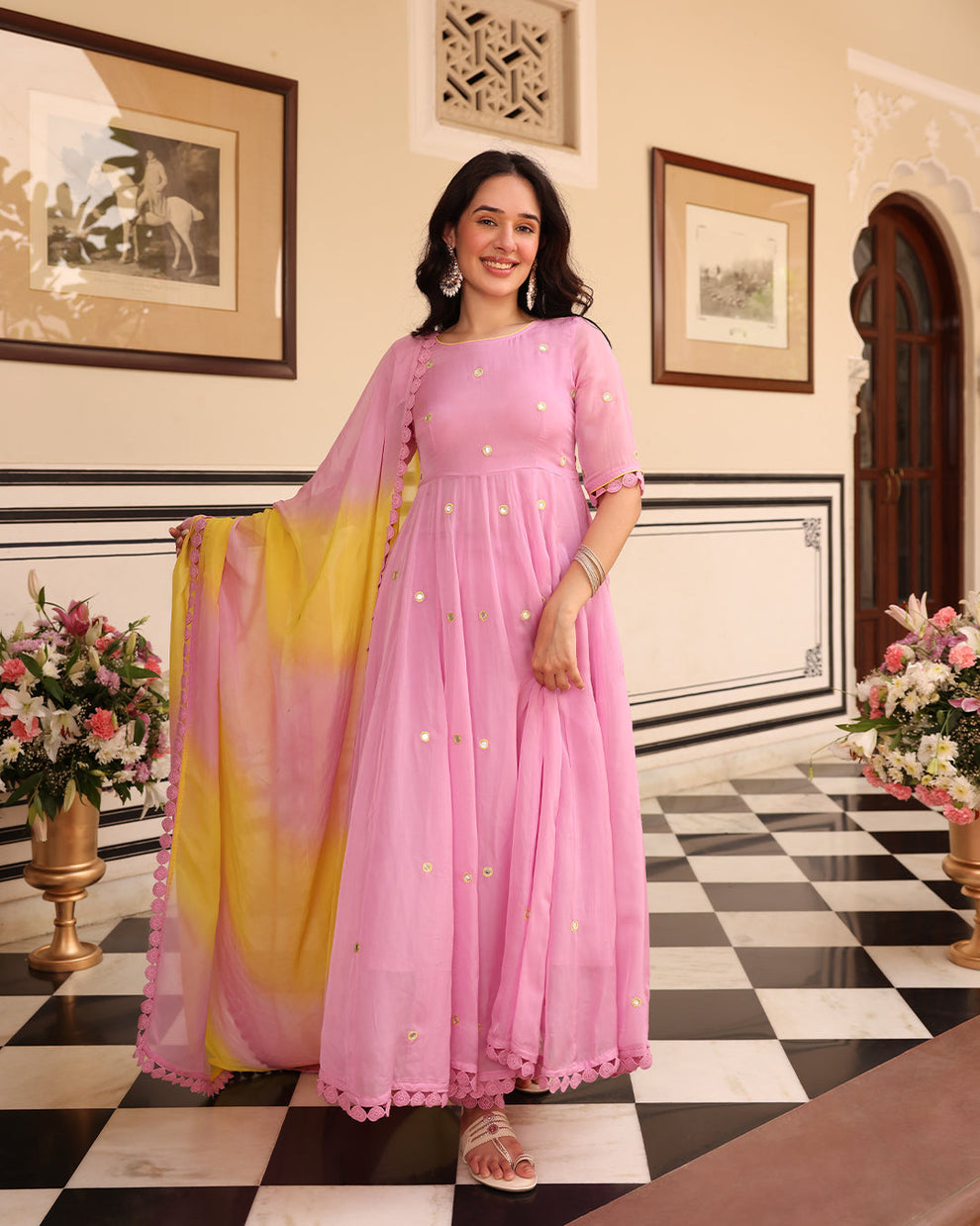 SUNEHRI Light Pink Suit Set