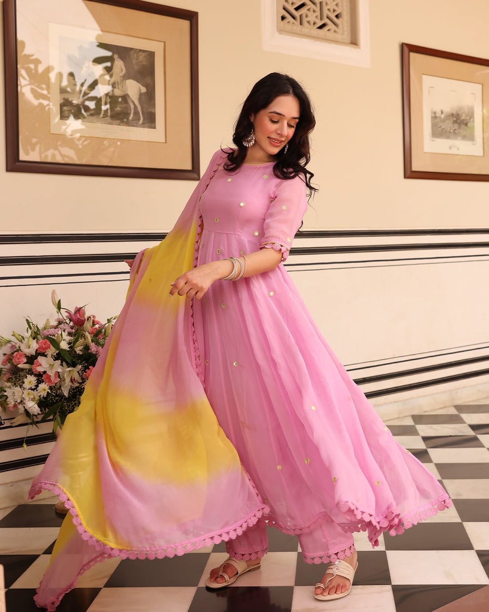 SUNEHRI Light Pink Suit Set