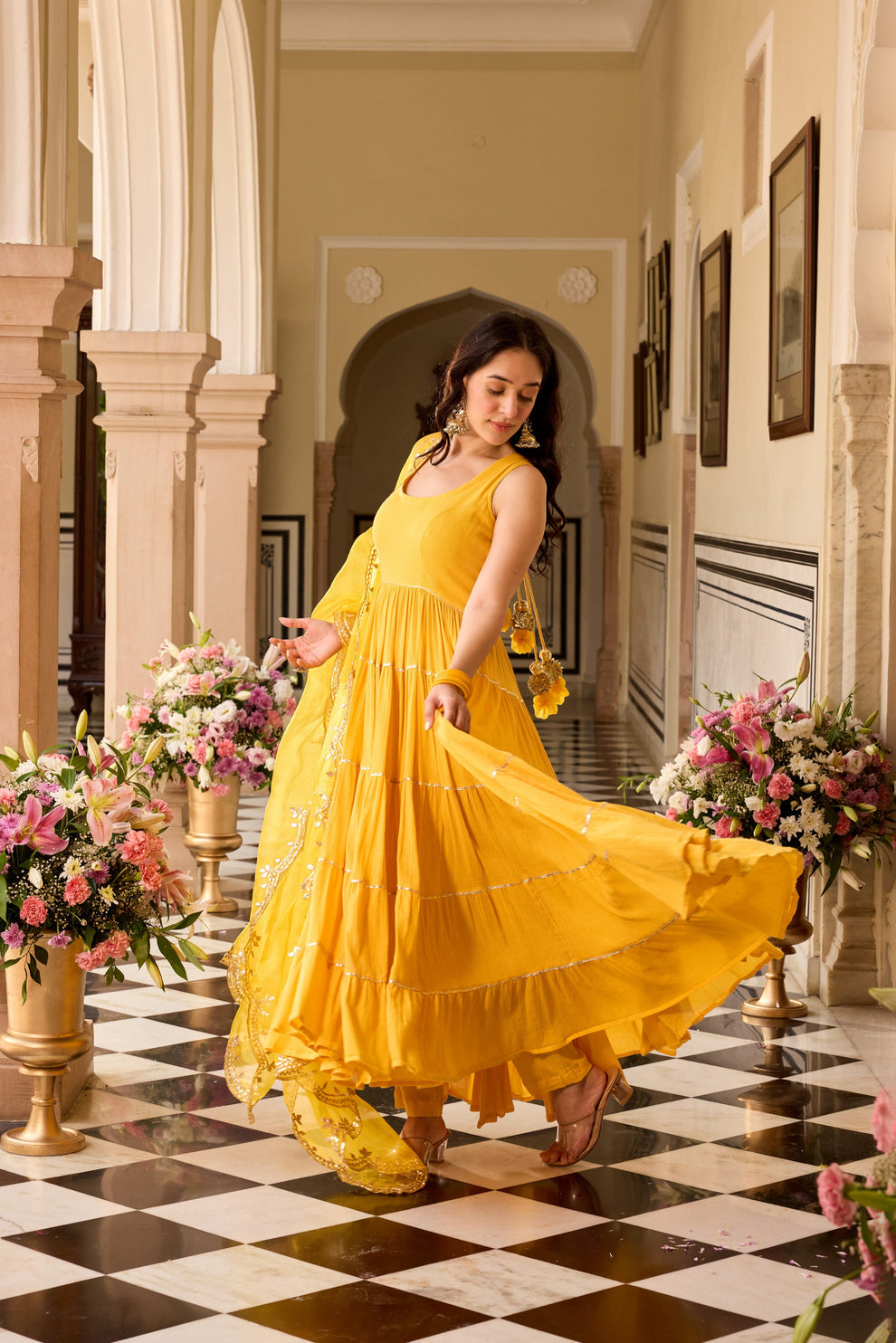 Turmeric yellow Anarkali Suit Set