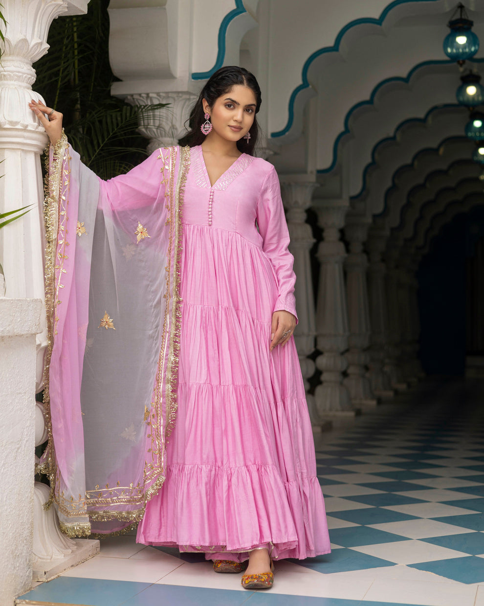 Blush Pink Anarkali Suit Set