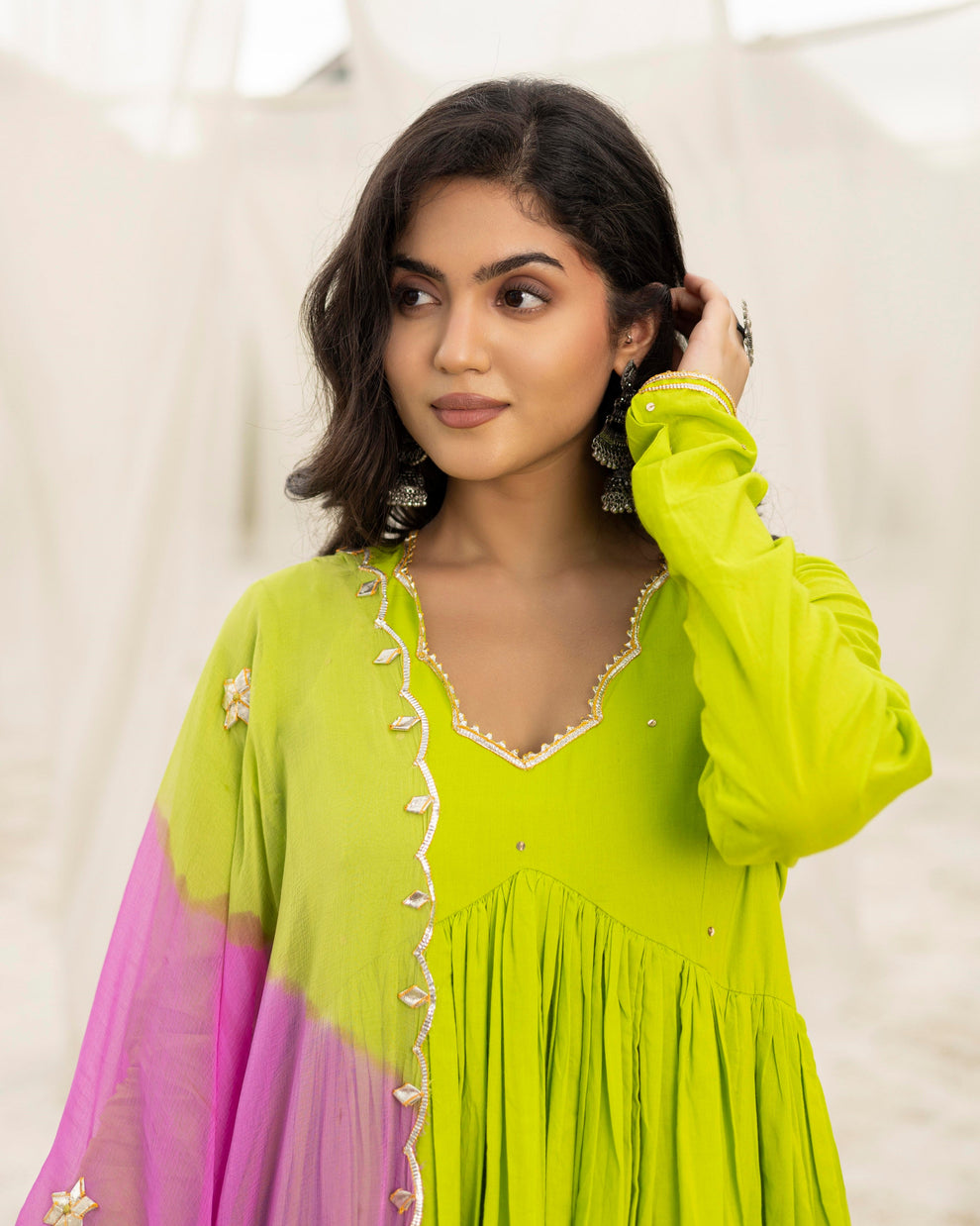 Neon Green Gotapatti Suit Set