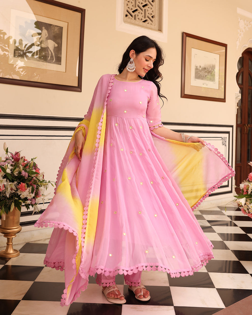 SUNEHRI Light Pink Suit Set