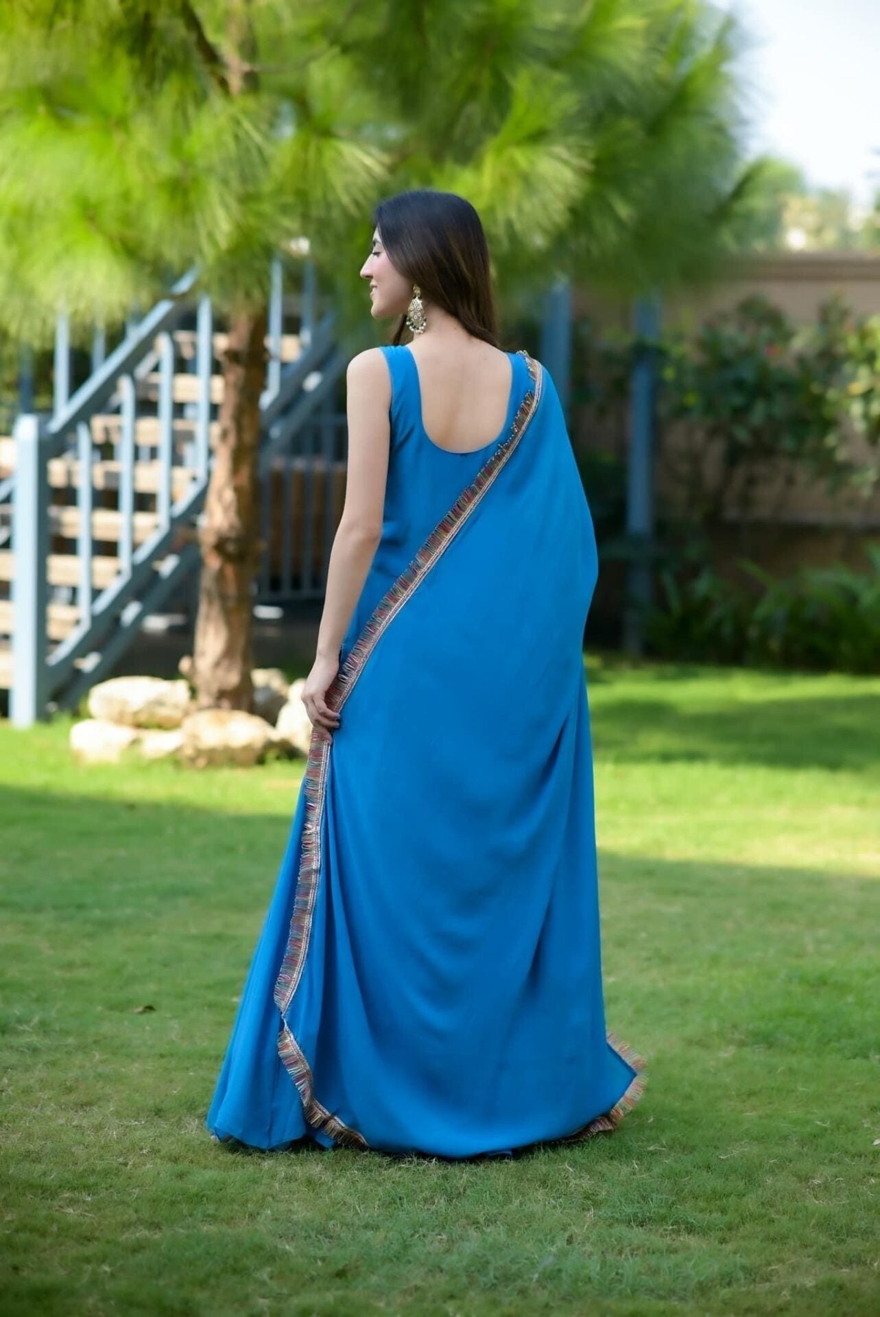 Isabella blue heavy embroidered suit