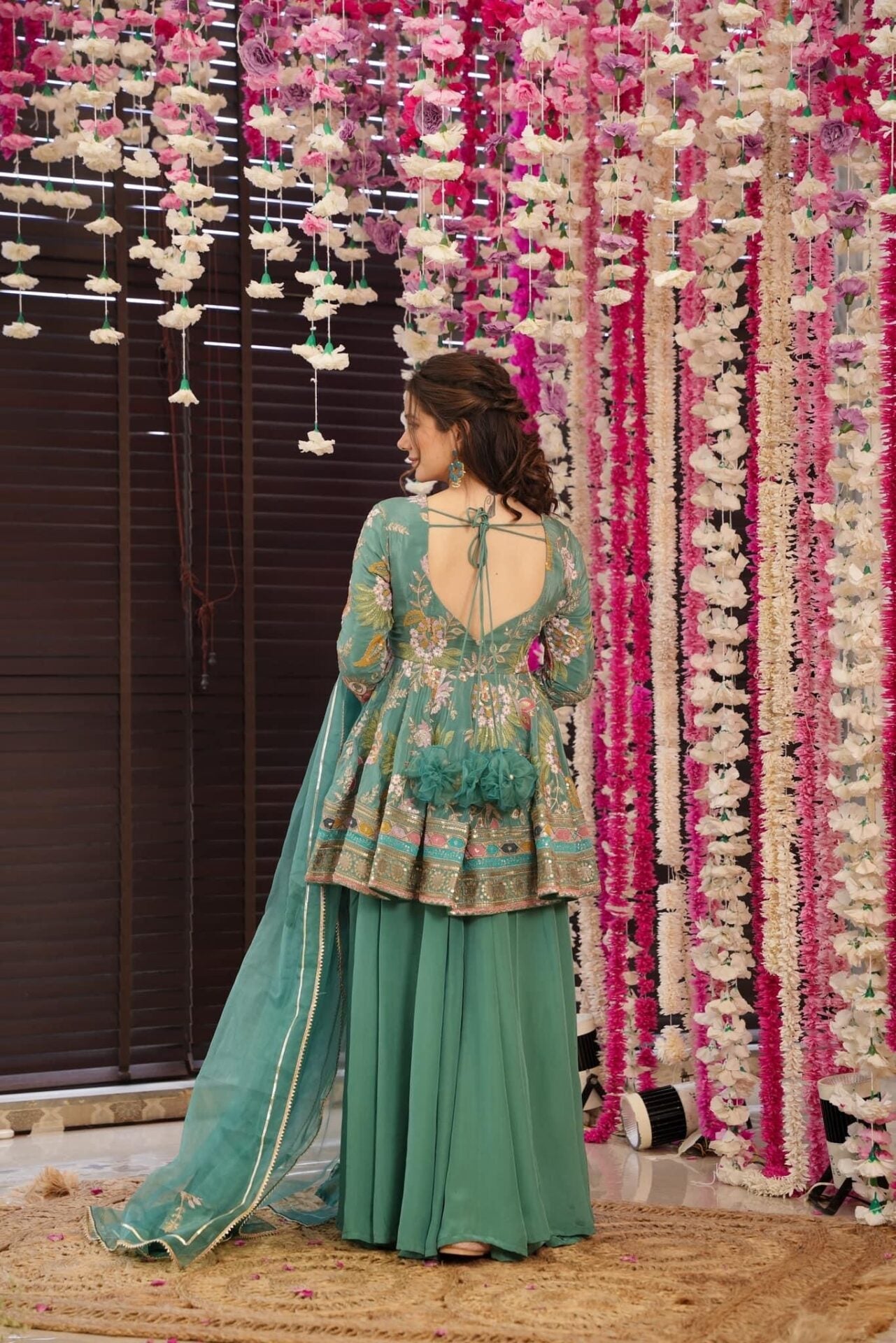 Stella green embroidered suit set