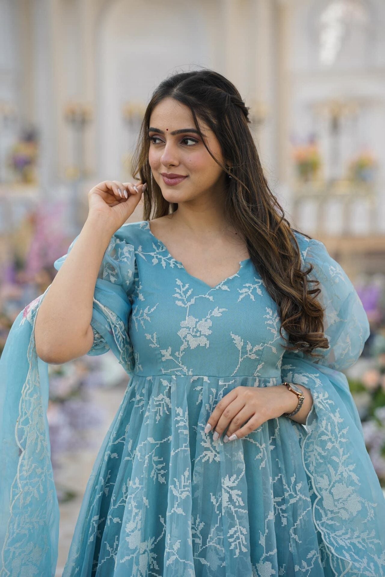 Akayda blue organza suit set