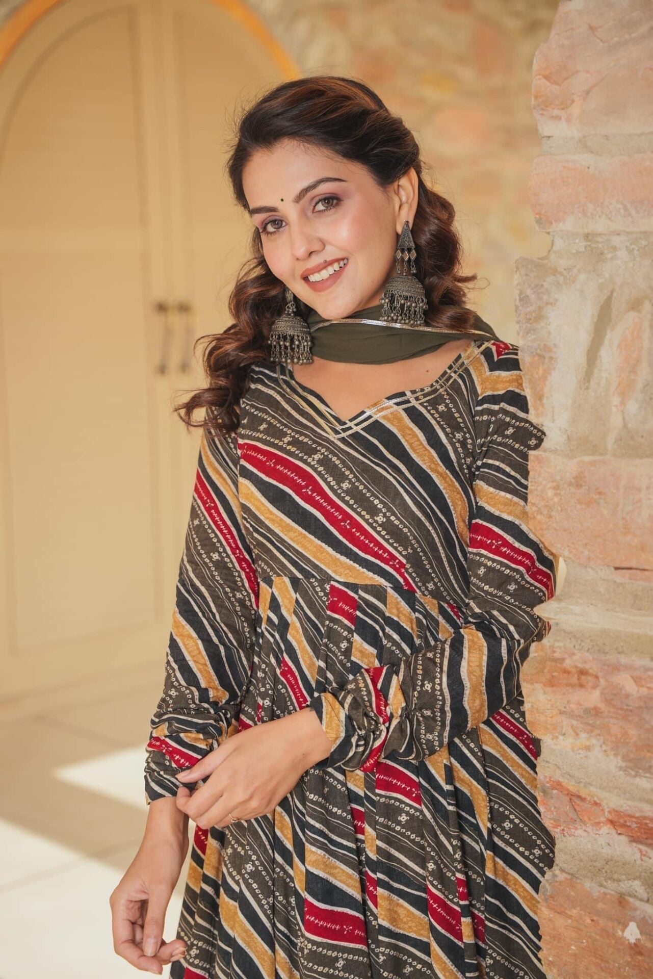 Black Designer Romi Rayon Suit Set with Dupatta