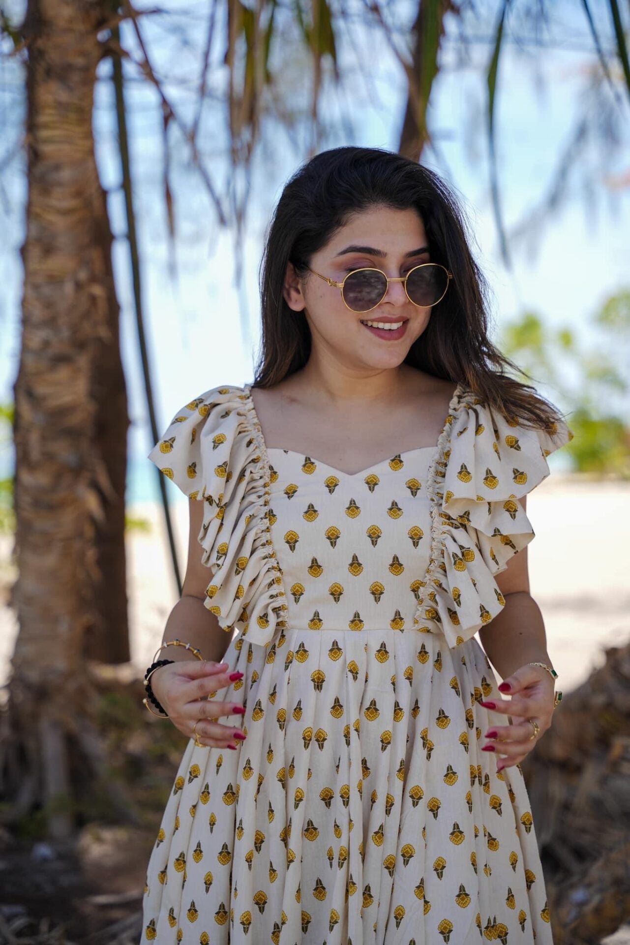 White Petal Designer Sonata Cotton Dress