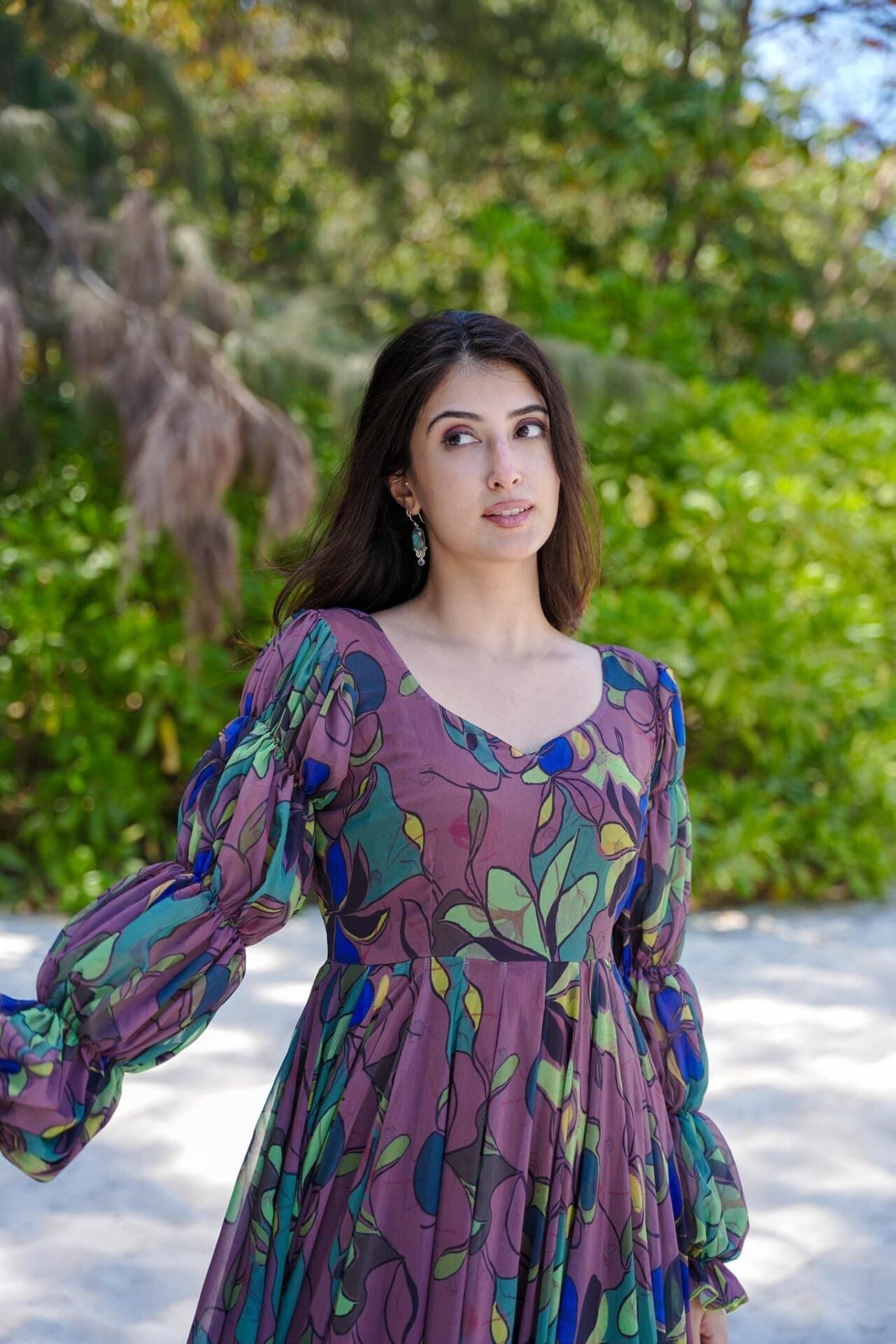 Georgette Multicolor Floral Mist Melody Gown Dress