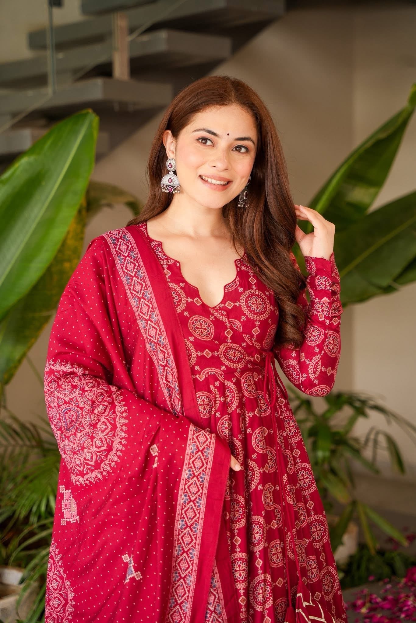 Seraphina Red Muslin Suit Set