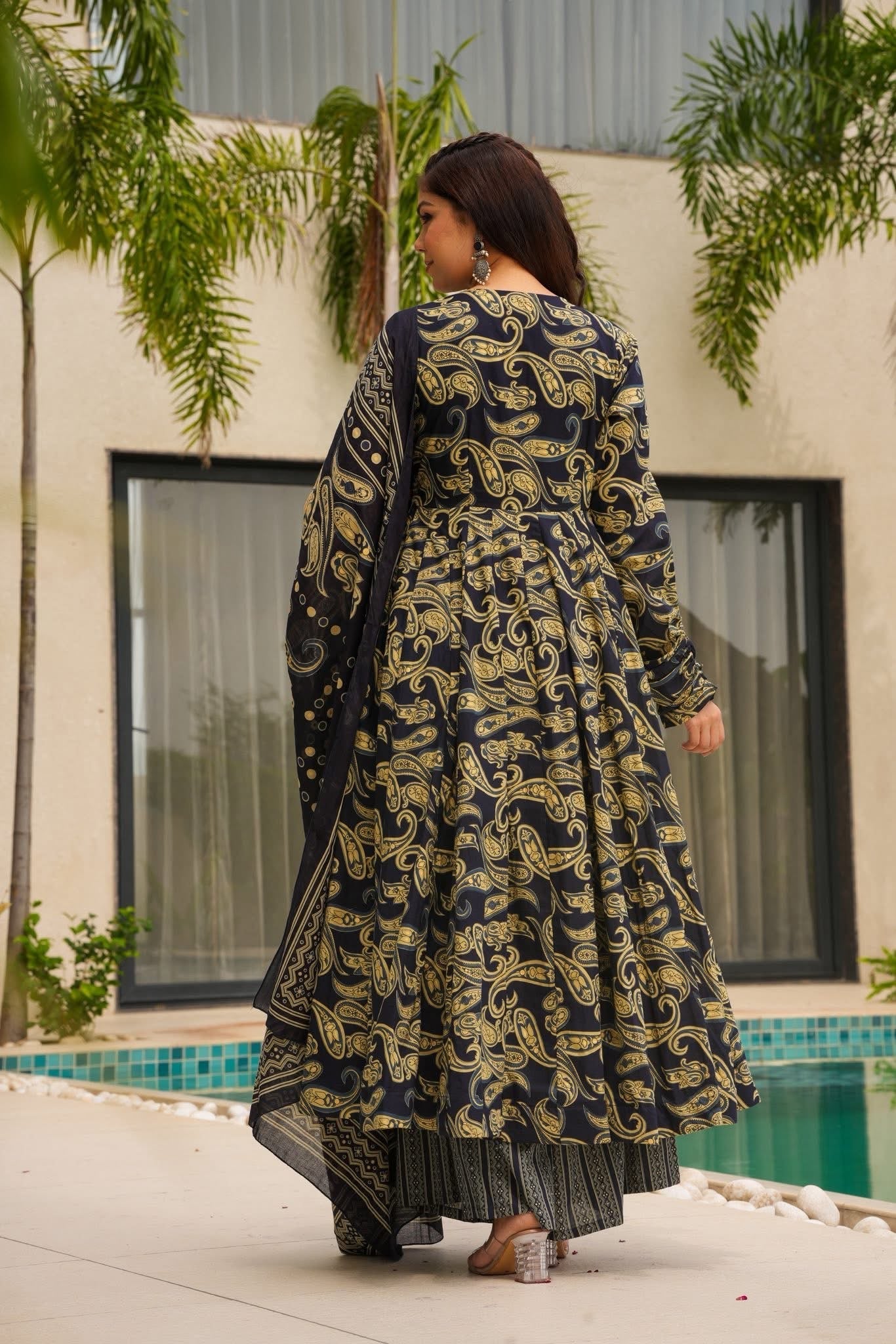 Zareen Block Printed Cotton Anarkali Suit Set