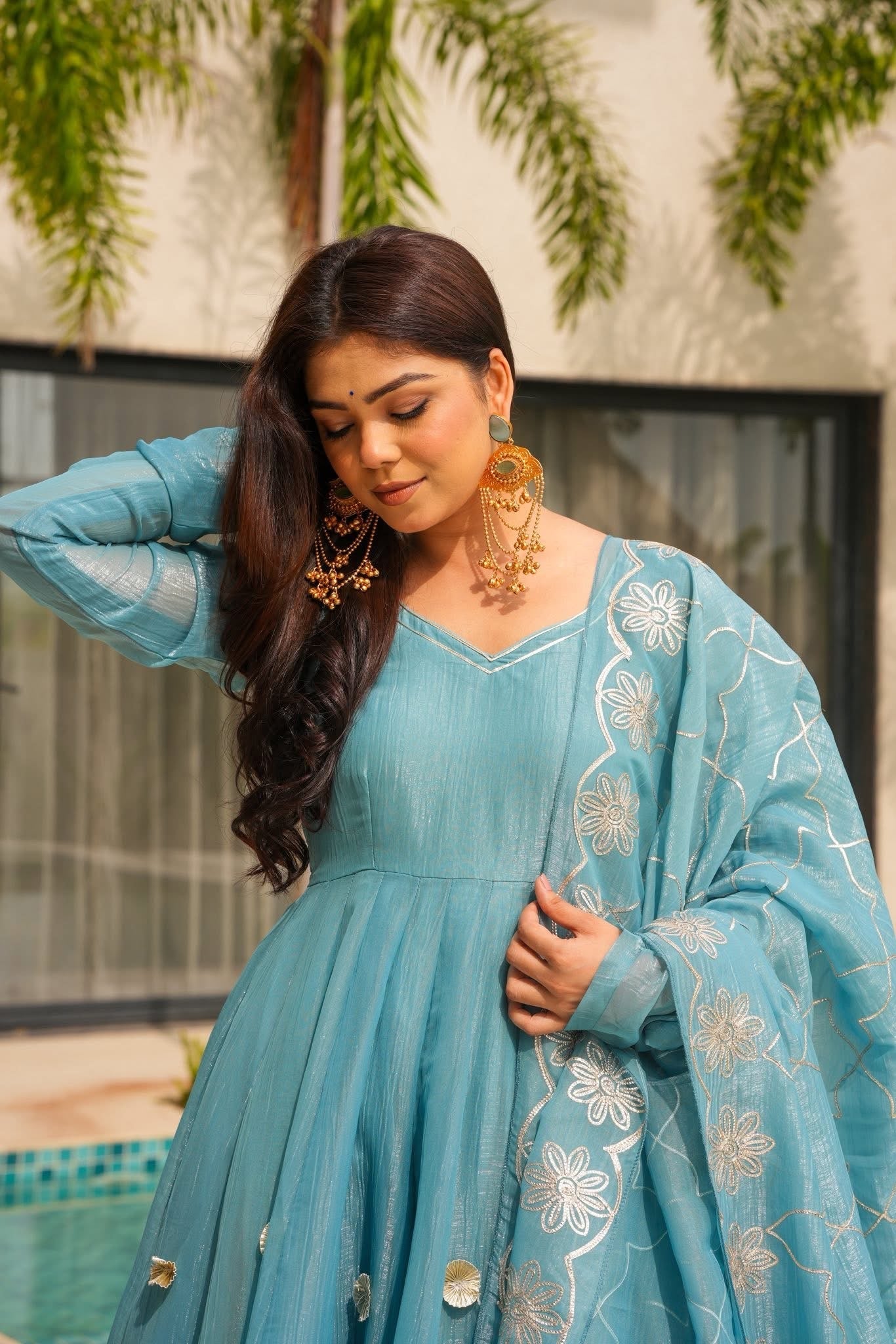 Falak Blue Festive Wear Suit Set