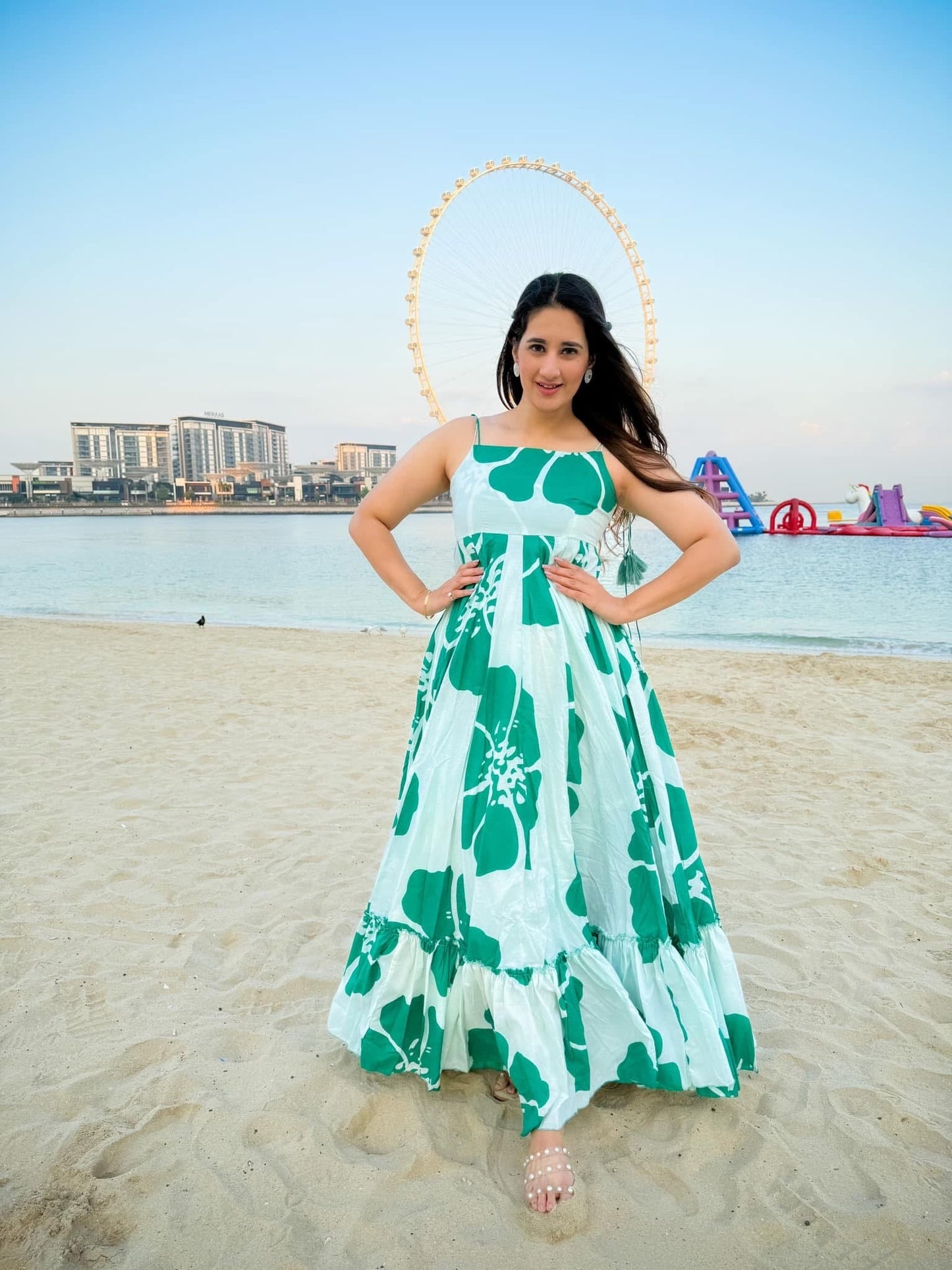 Posh delight green cotton maxi