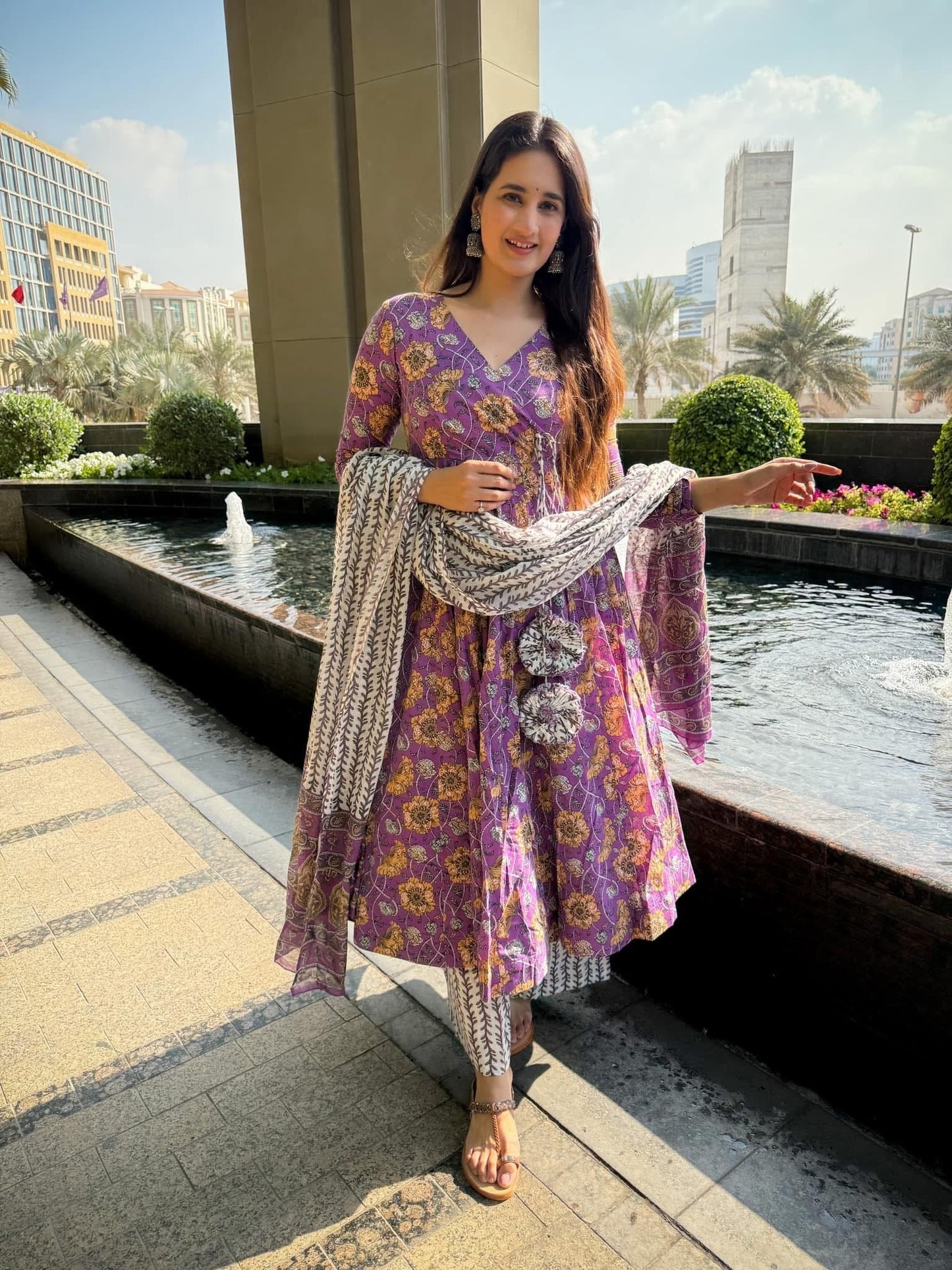 Kalki purple cotton suit set