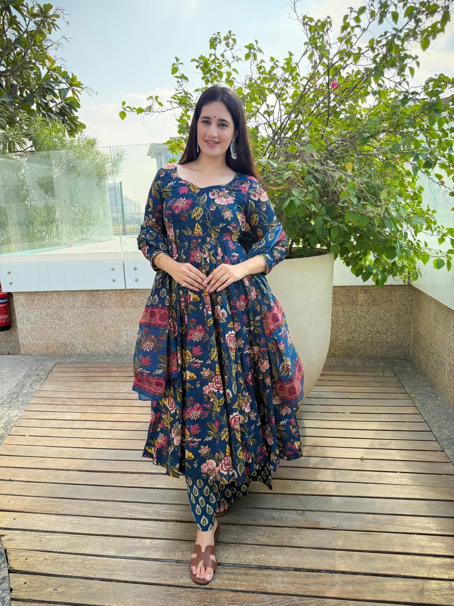 Barkha blue cotton suit set