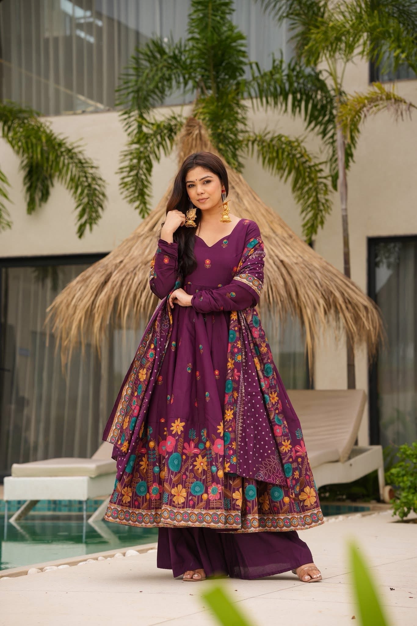 Amoria Muslin Anarkali Suit Set