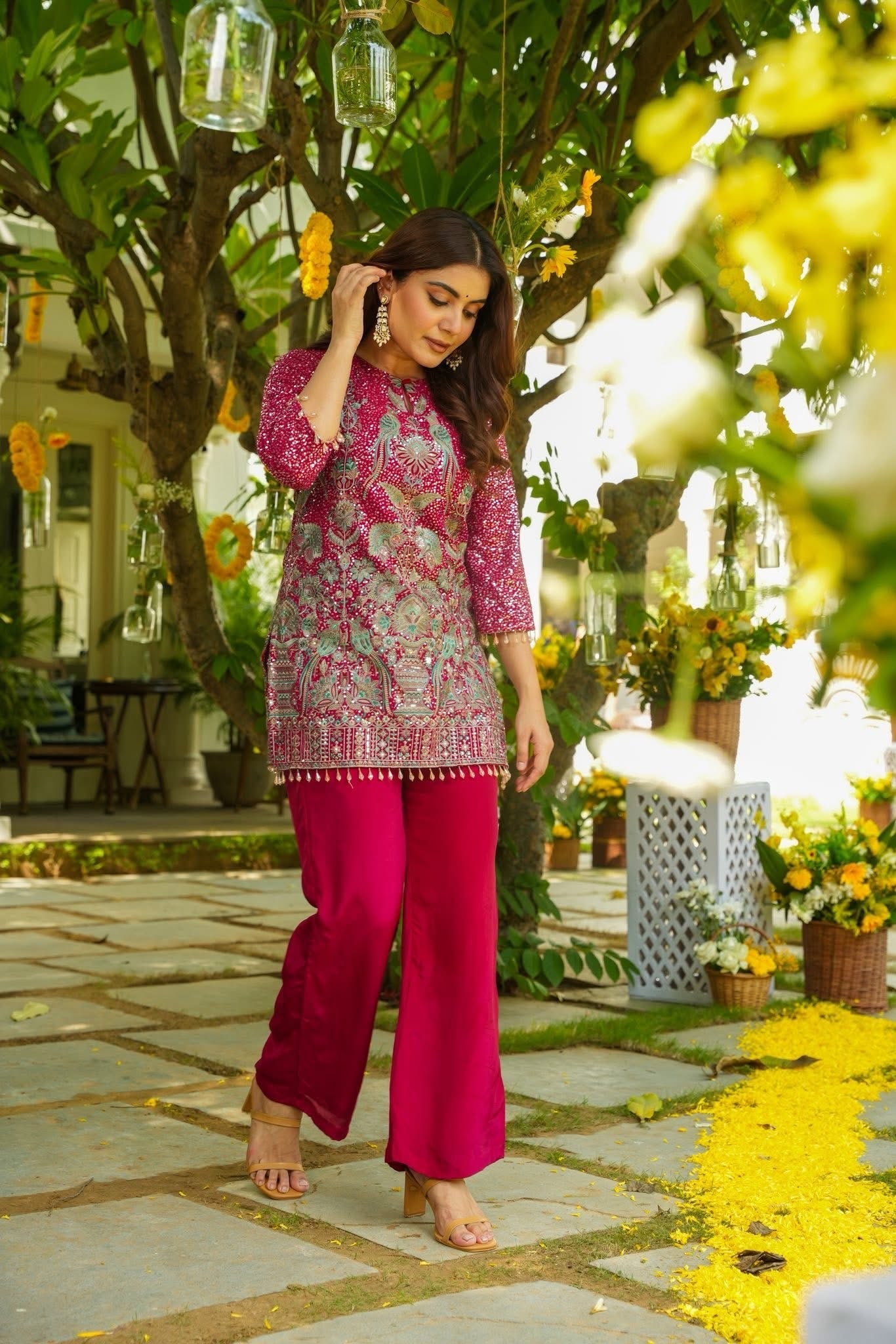 Zlitzara Magenta Wedding Wear Co-Ord Set