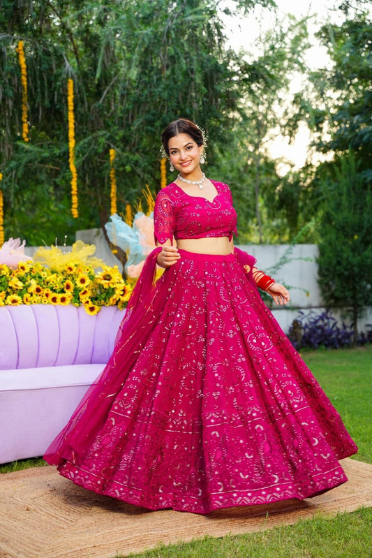 Berry Blush Georgette Lehenga Choli Set