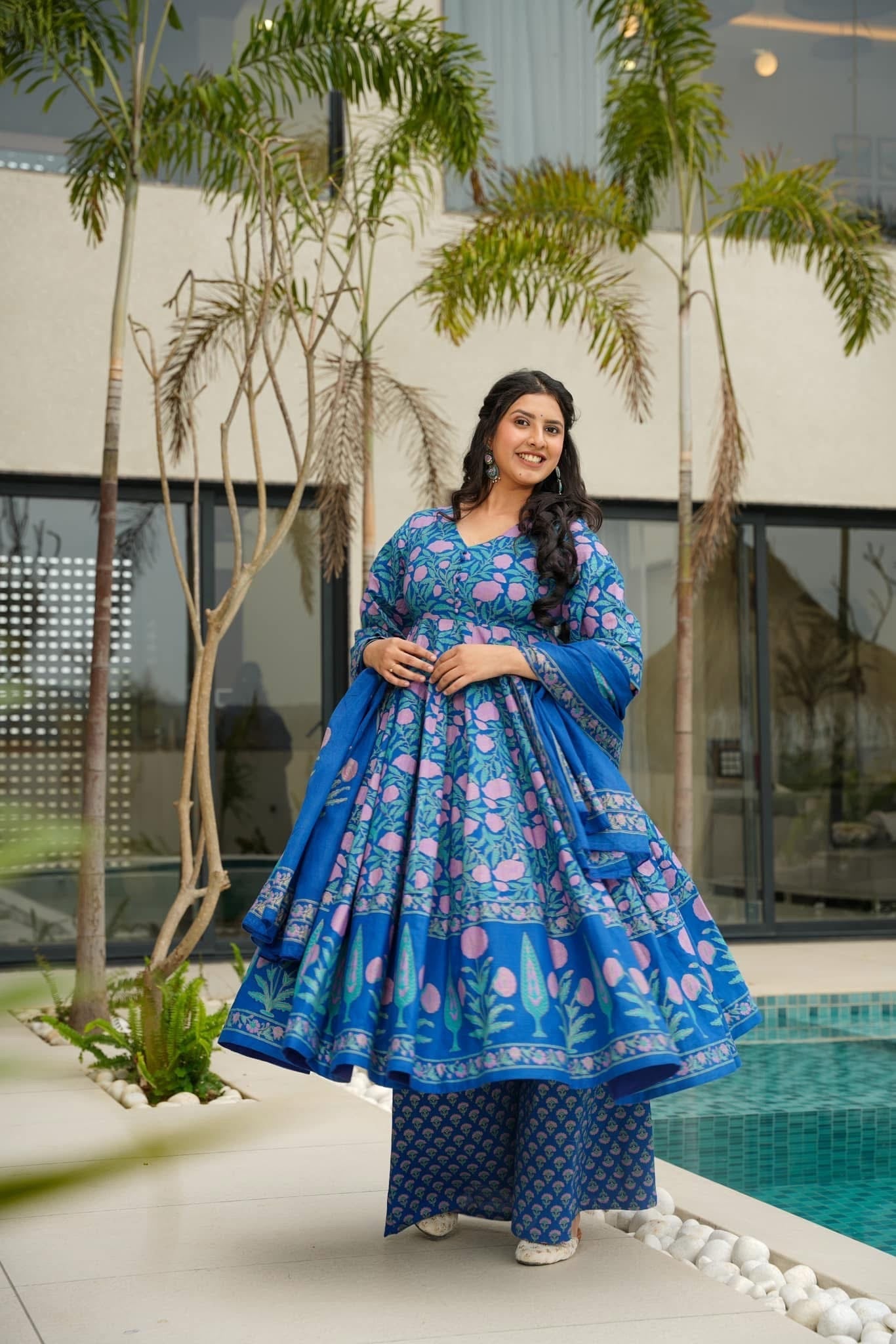 Indira Indigo Cotton Suit Set