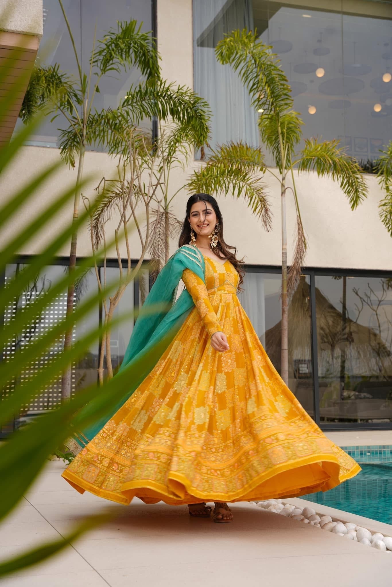 Amber Spark Yellow Maxi Suit Set