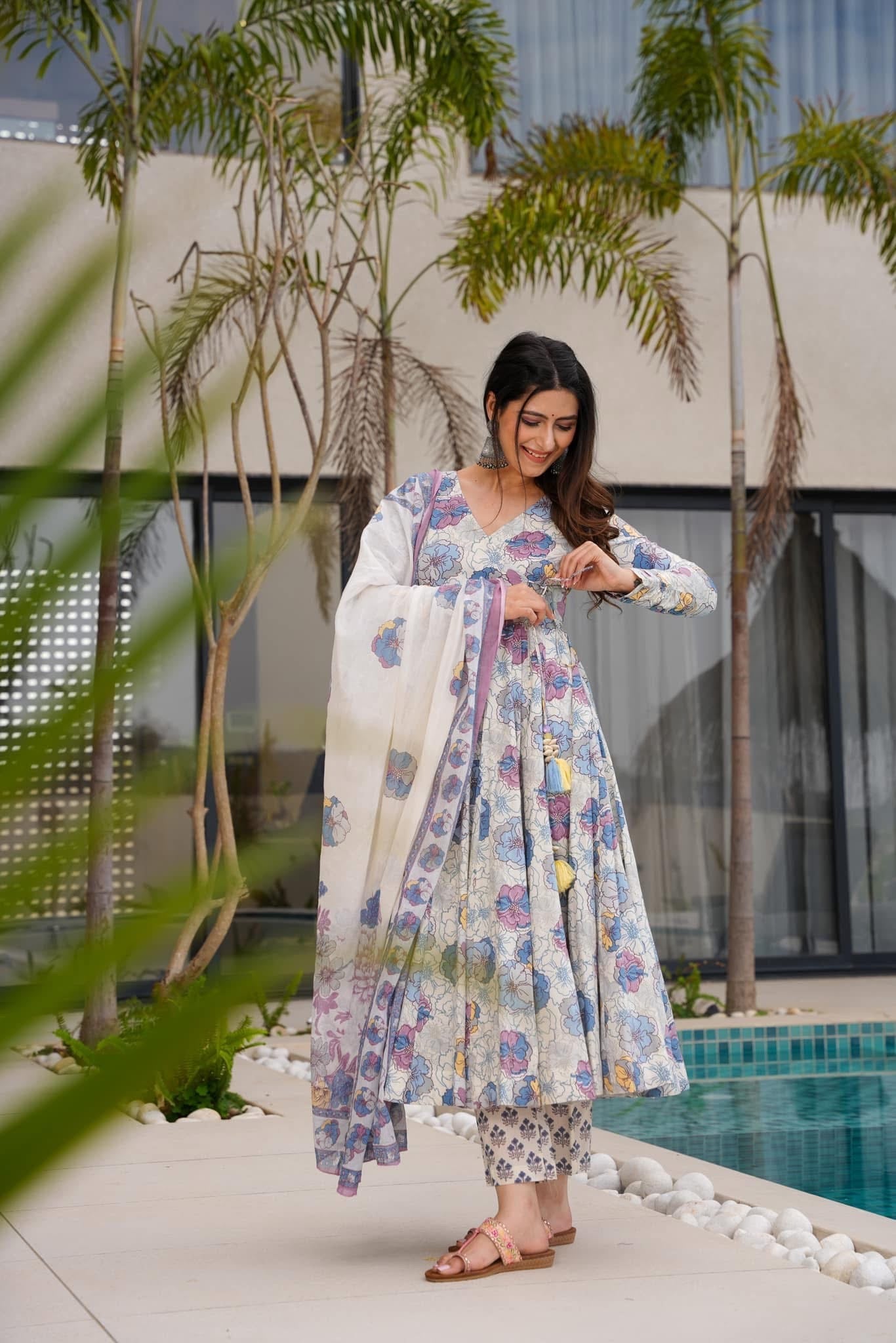 White Orchid Cotton Suit Set