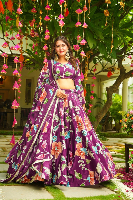 Amriah Purple Floral Lehenga Set