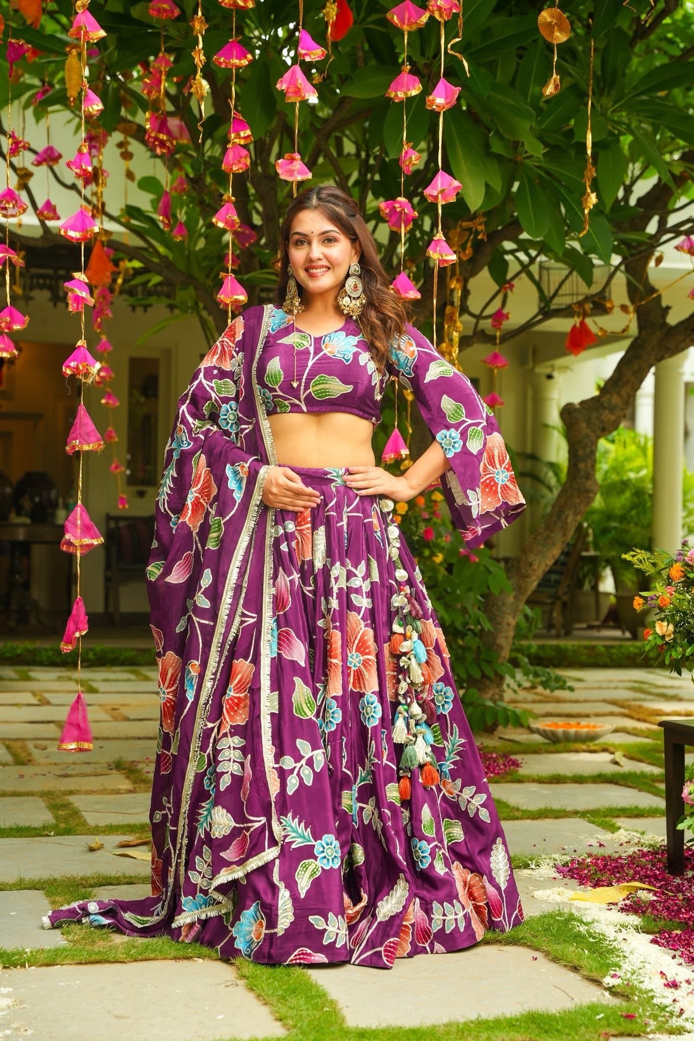 Amriah Purple Floral Lehenga Set
