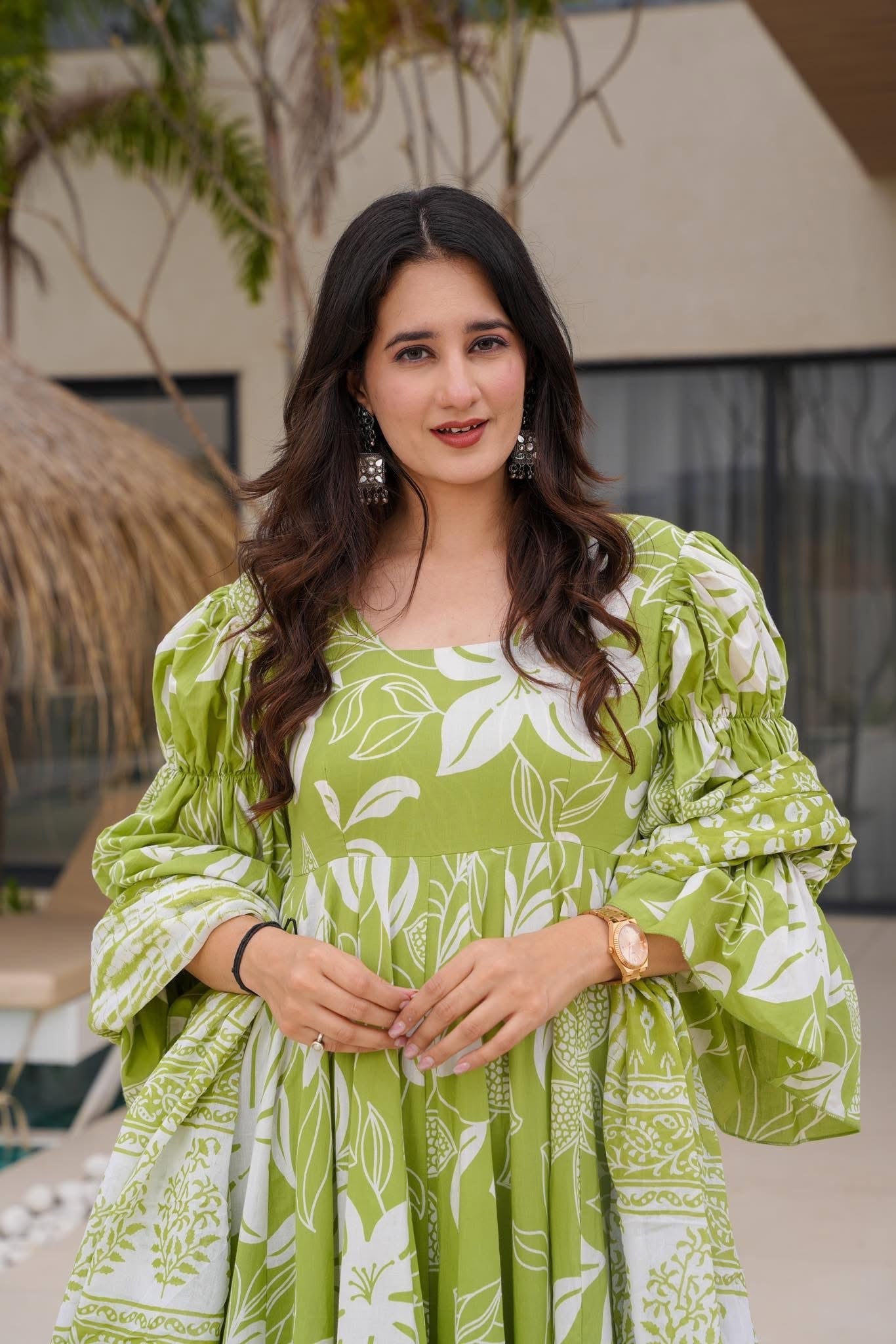 Spring Olive Cotton Suit Set