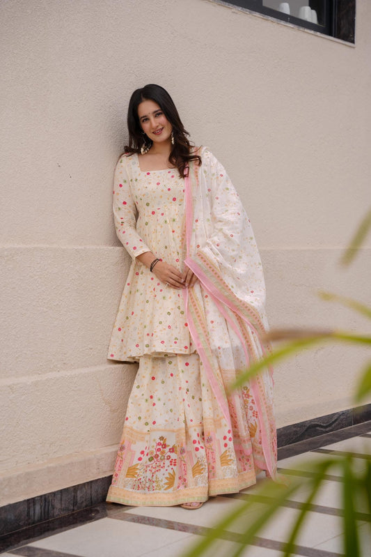 Advika Ivory Cotton Suit Set