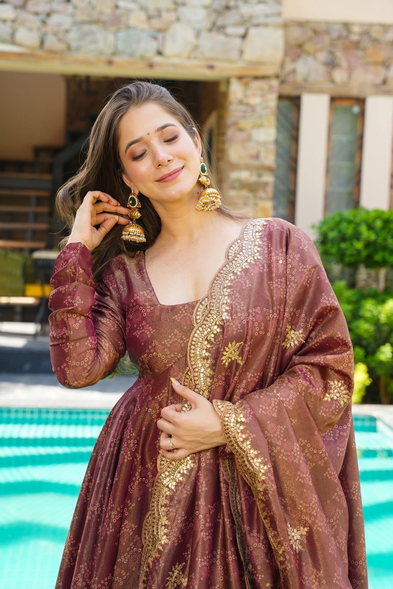 Bronze Glow Cosmos Kurta Set