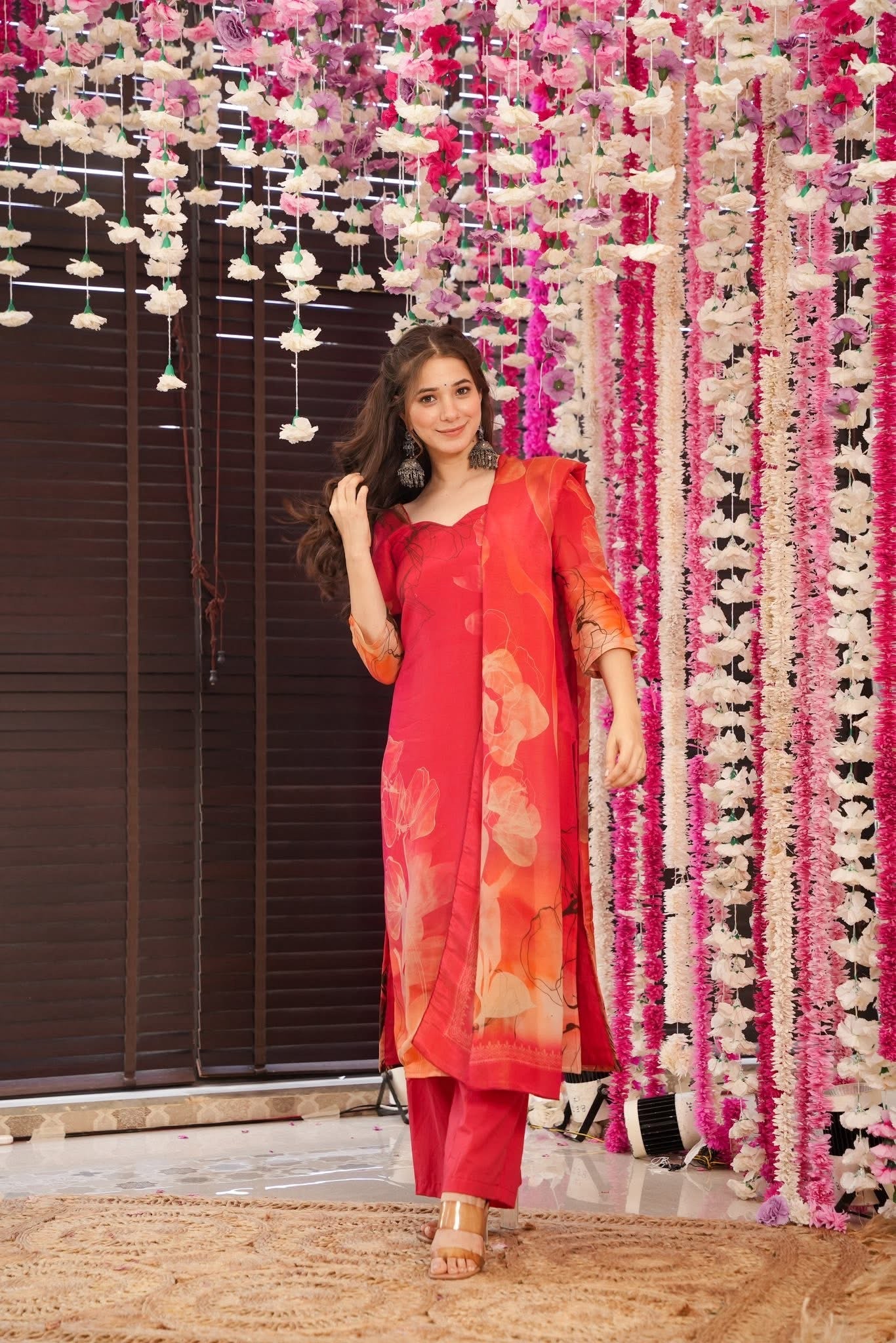 Aarohi Red Muslin Kurta Set