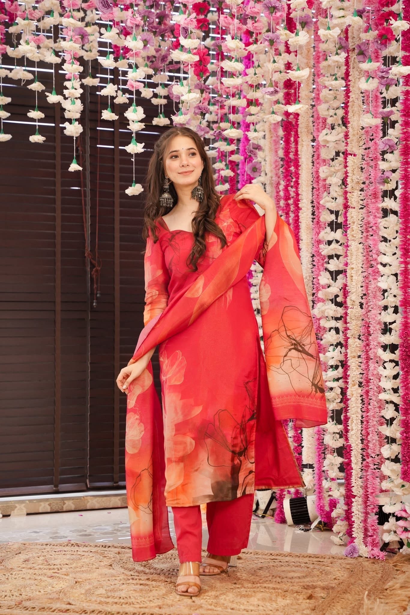 Aarohi Red Muslin Kurta Set