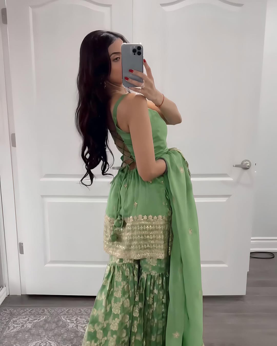 Silk Blend Partywear Sharara Suit  Designer Work