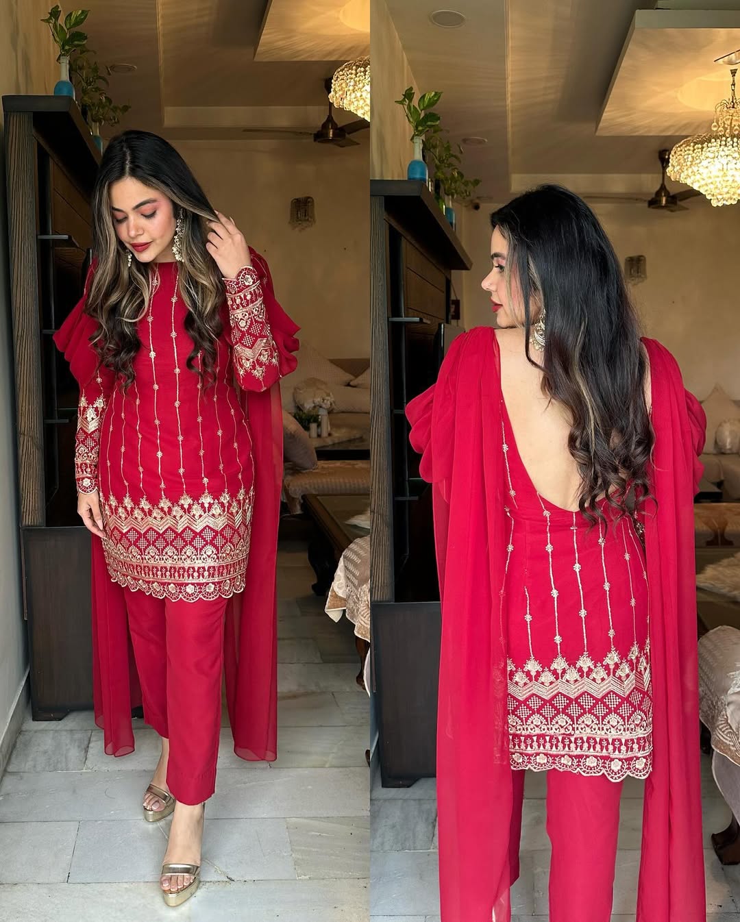 Red Embroidered Set