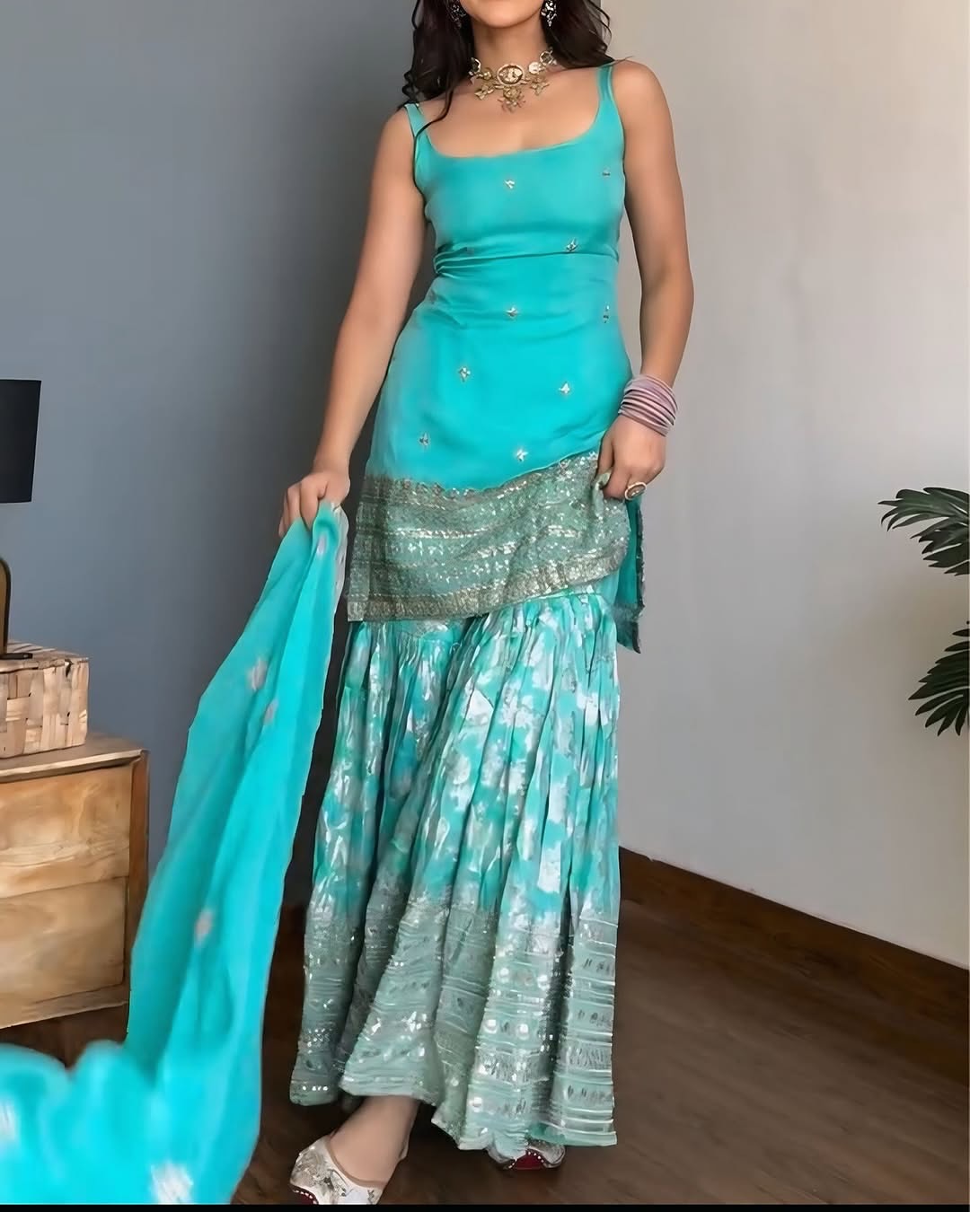 Aqua Sharara Charm Sharara SUit Set