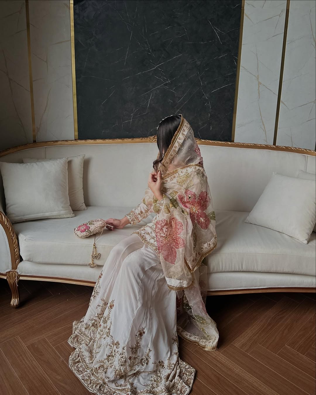 White Bridal Silk Chiffon Set