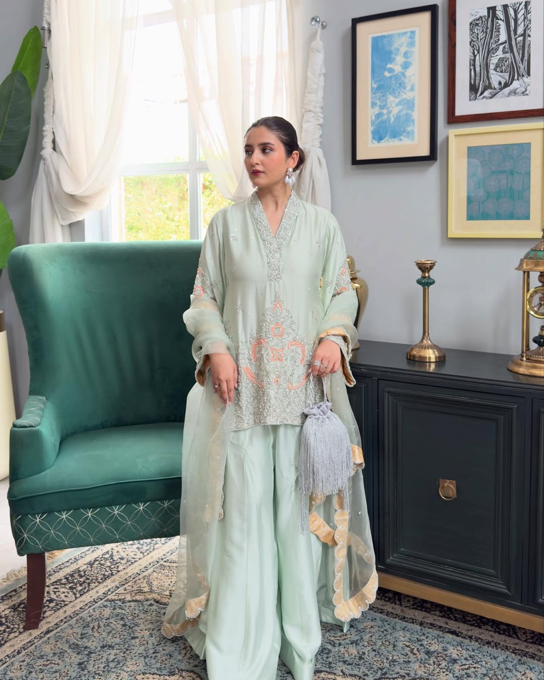 Ivory Pearl Luxury Sharara Ensemble