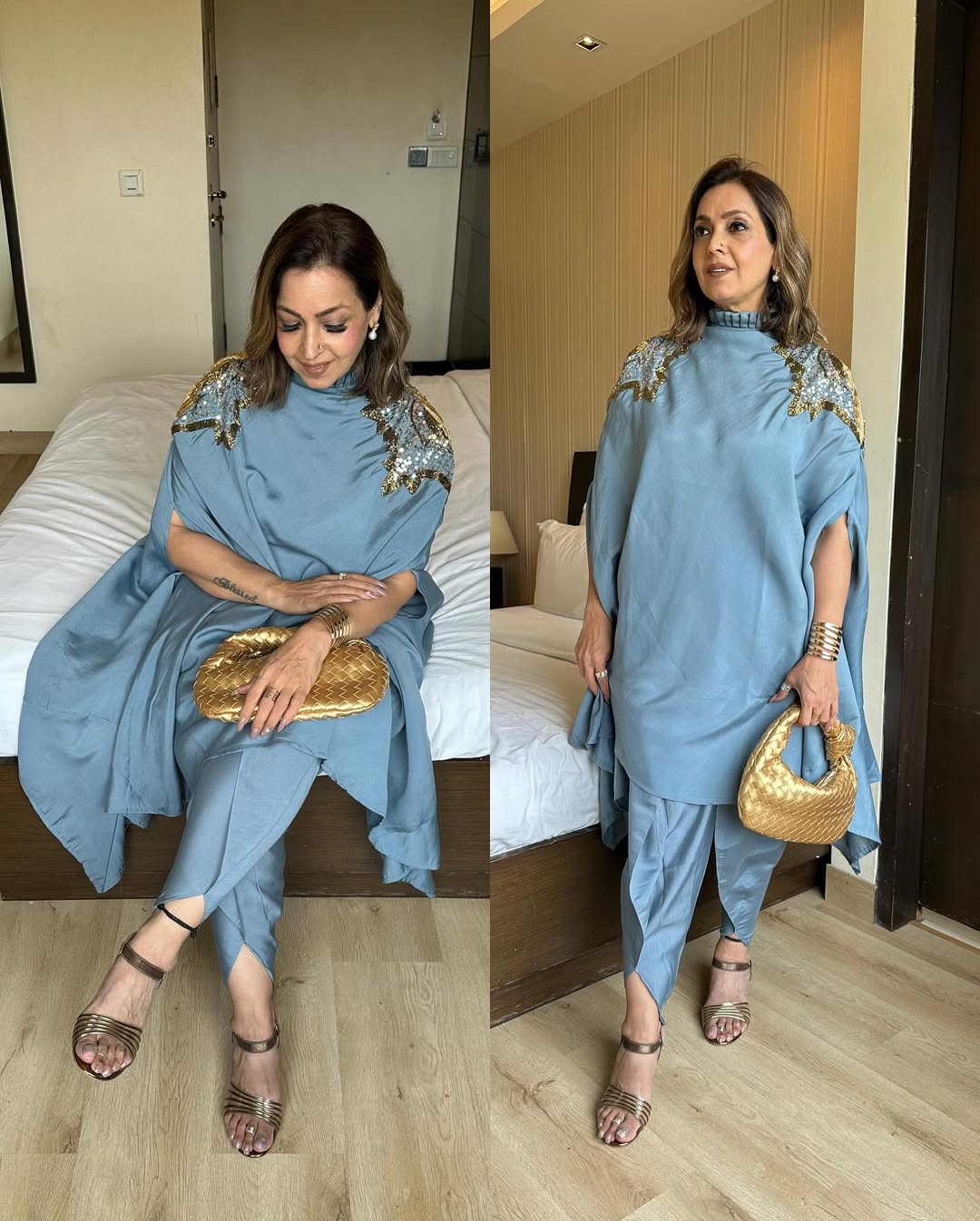 Blue Silk Tunic Set