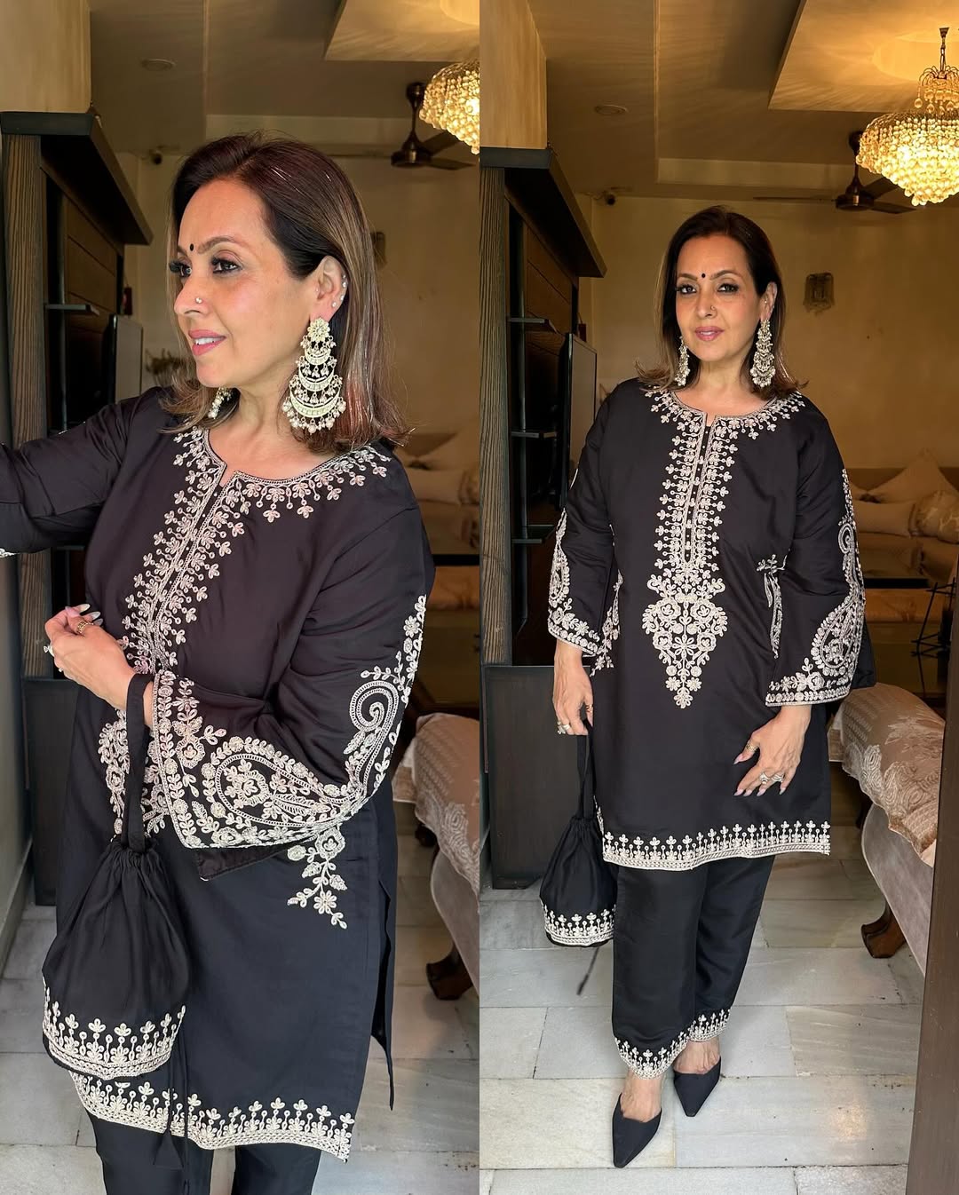 Noir Grace Thread Work Suit