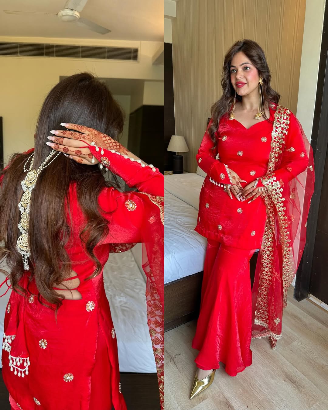Red Sharara Suit