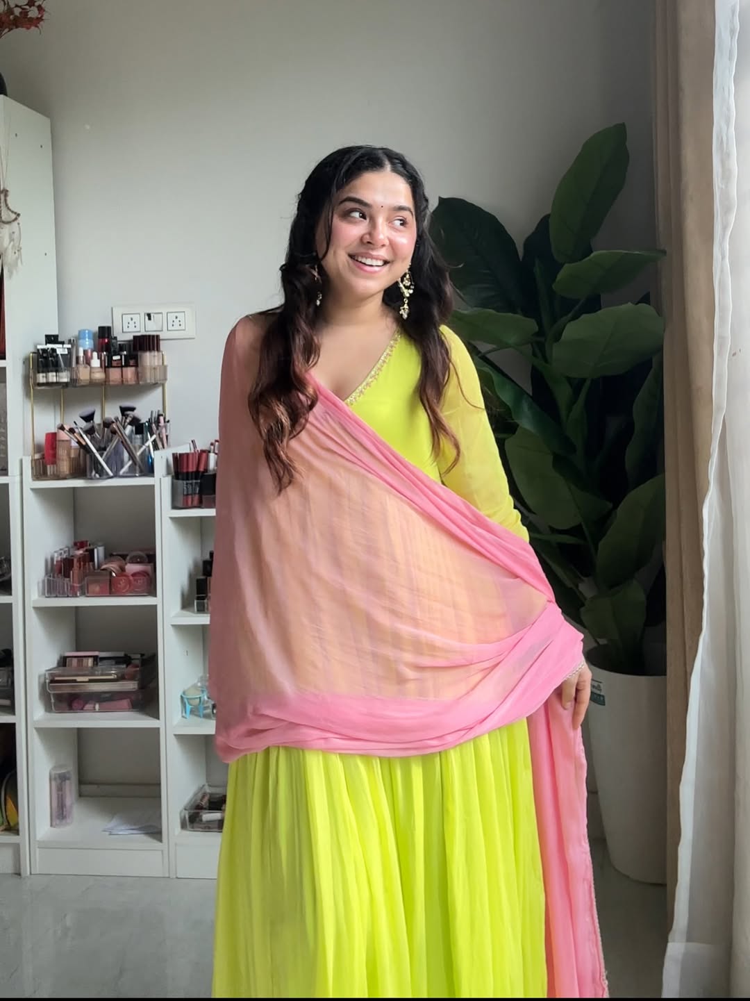 Neon Bliss Anarkali Suit Set