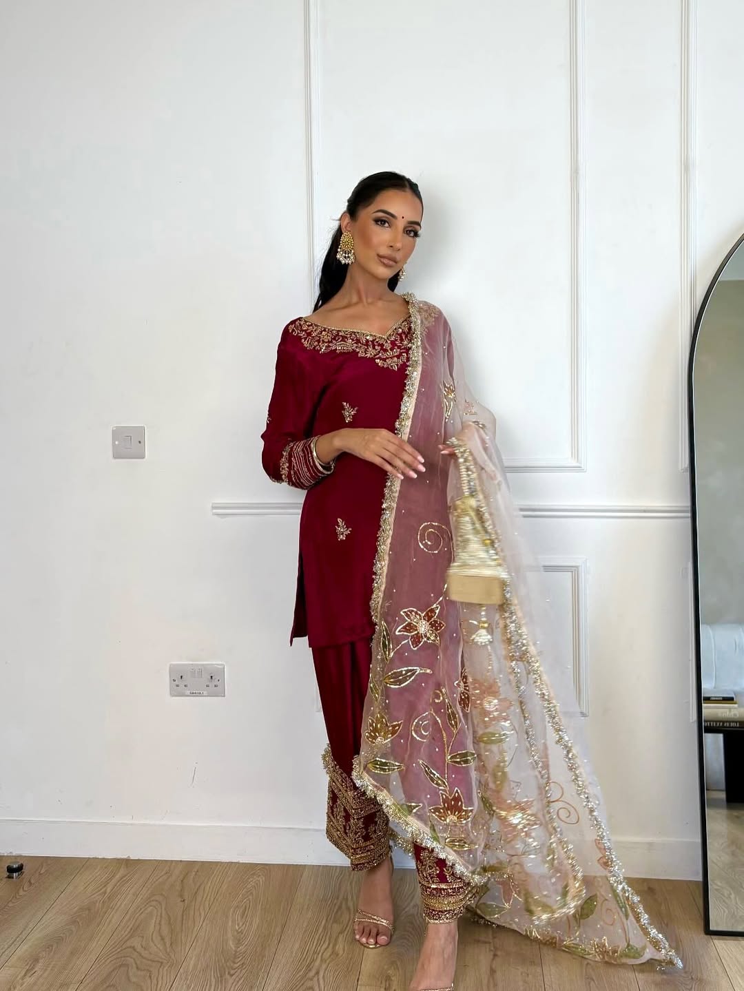 Maroon Royal Glam Sharara Ensemble