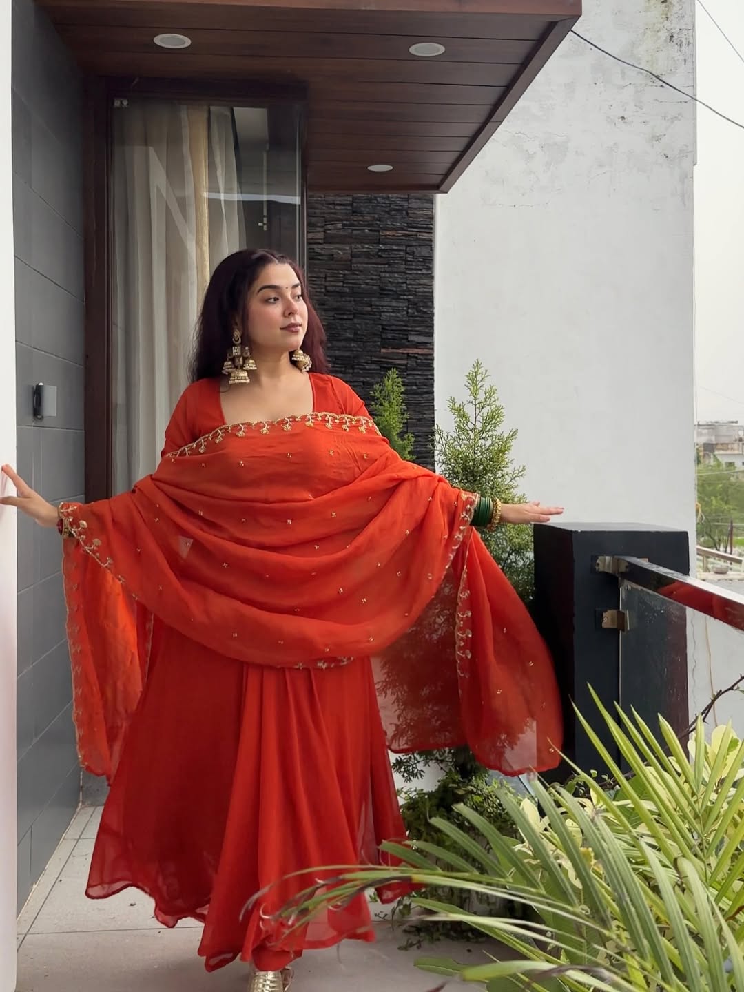 Saffron Sunset Radiance Anarkali Suit Set