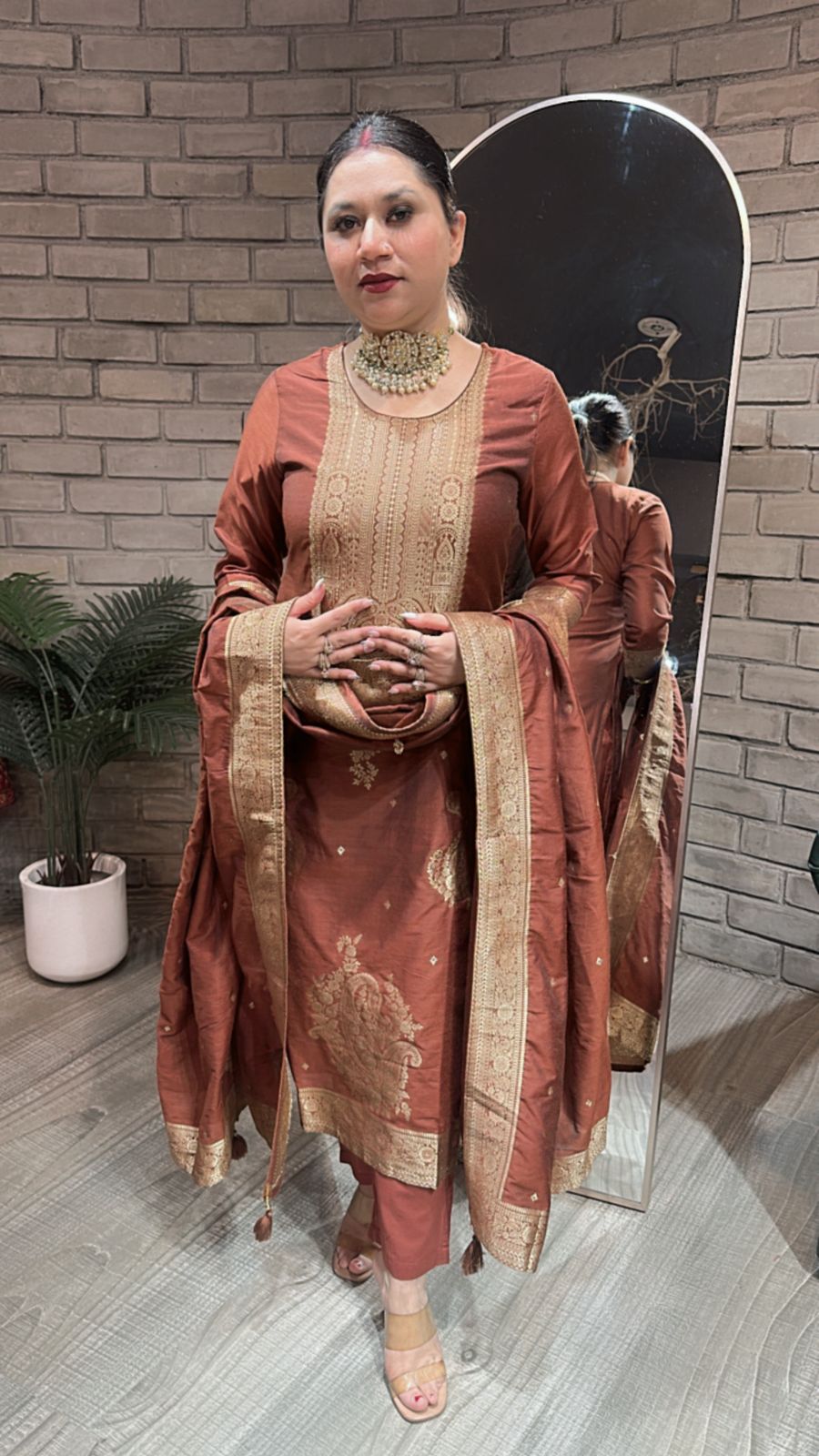 Boho Coffee Dupatta Suit