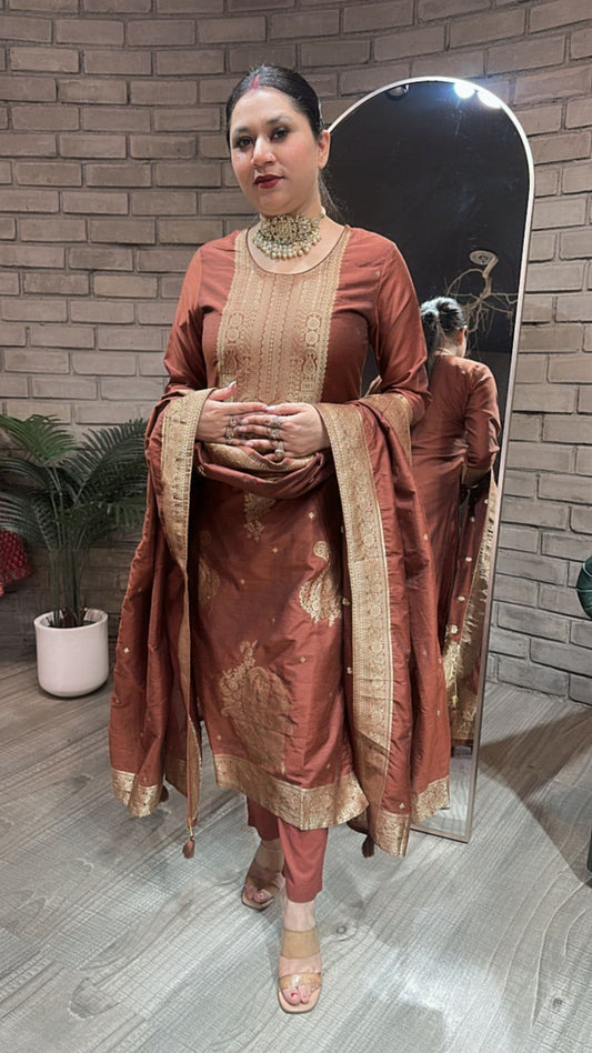Boho Coffee Dupatta Suit