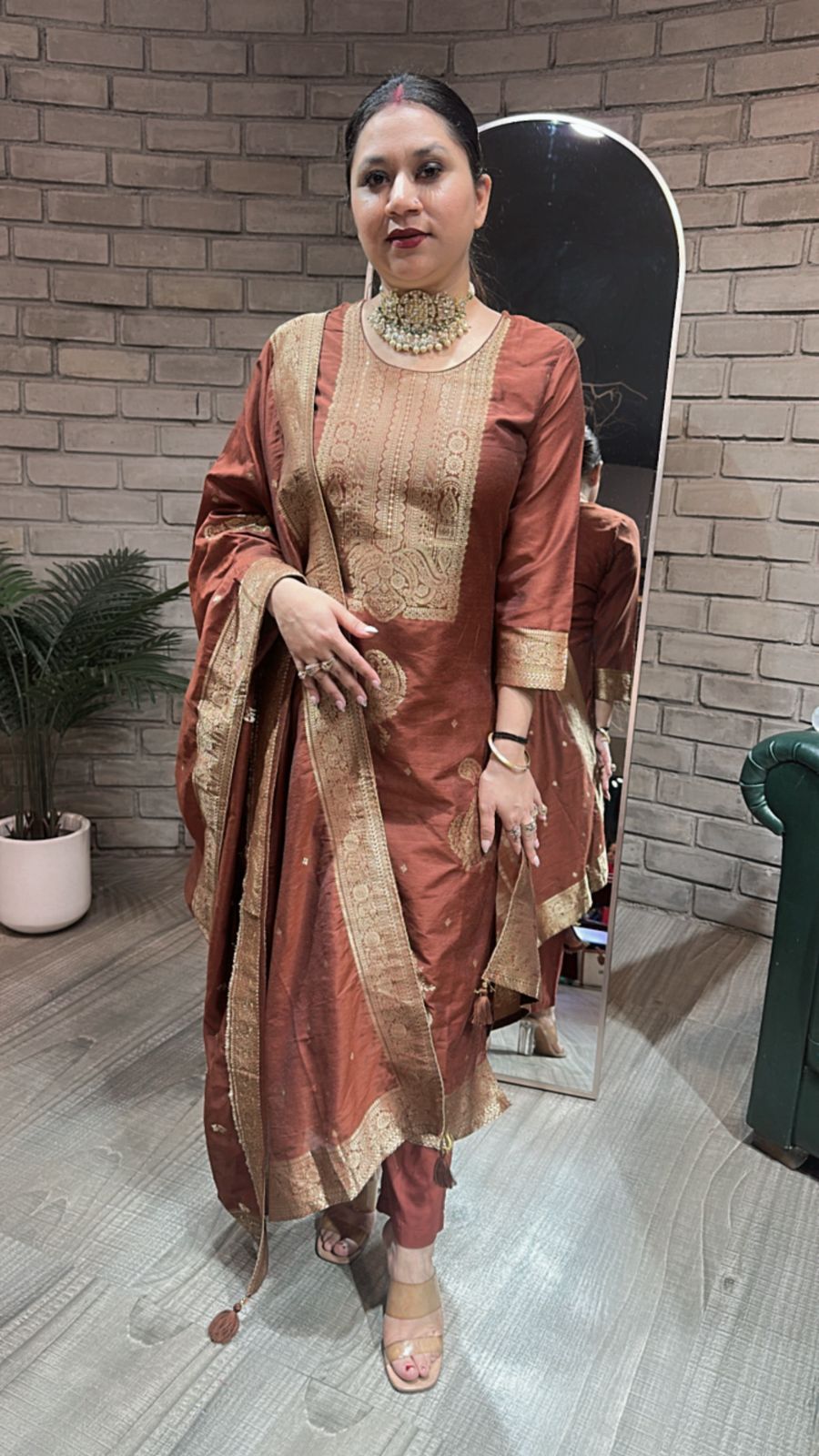 Boho Coffee Dupatta Suit