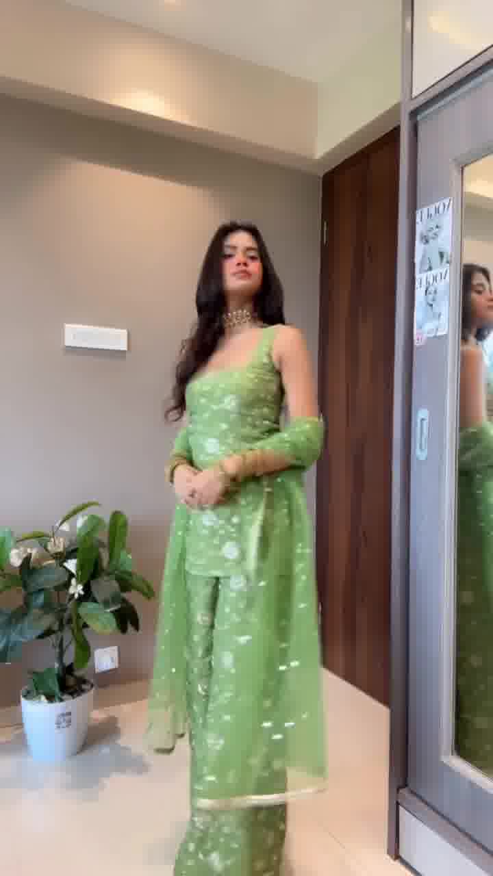 Elegant Mehendi Green Sharara Set